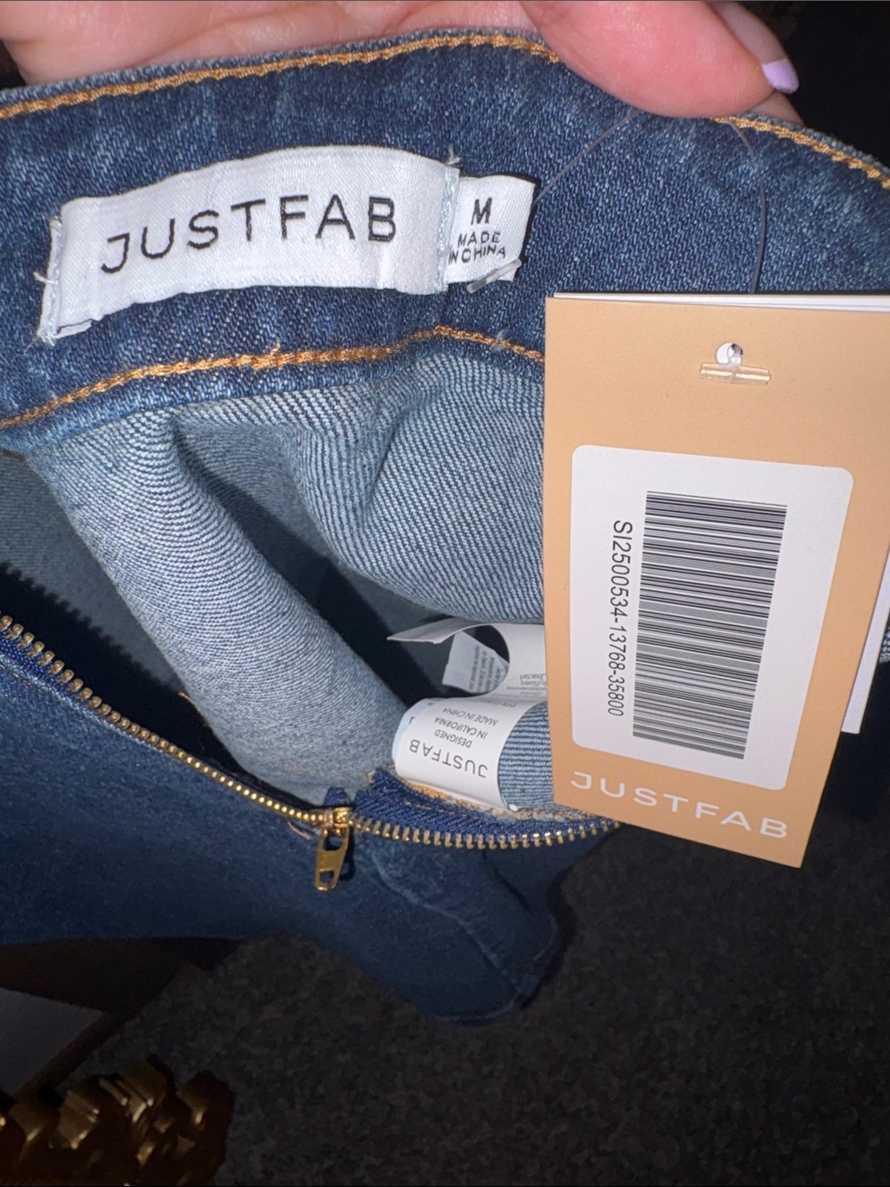 JustFab Dark Blue Denim Mini Skirt - Picture 2 of 4